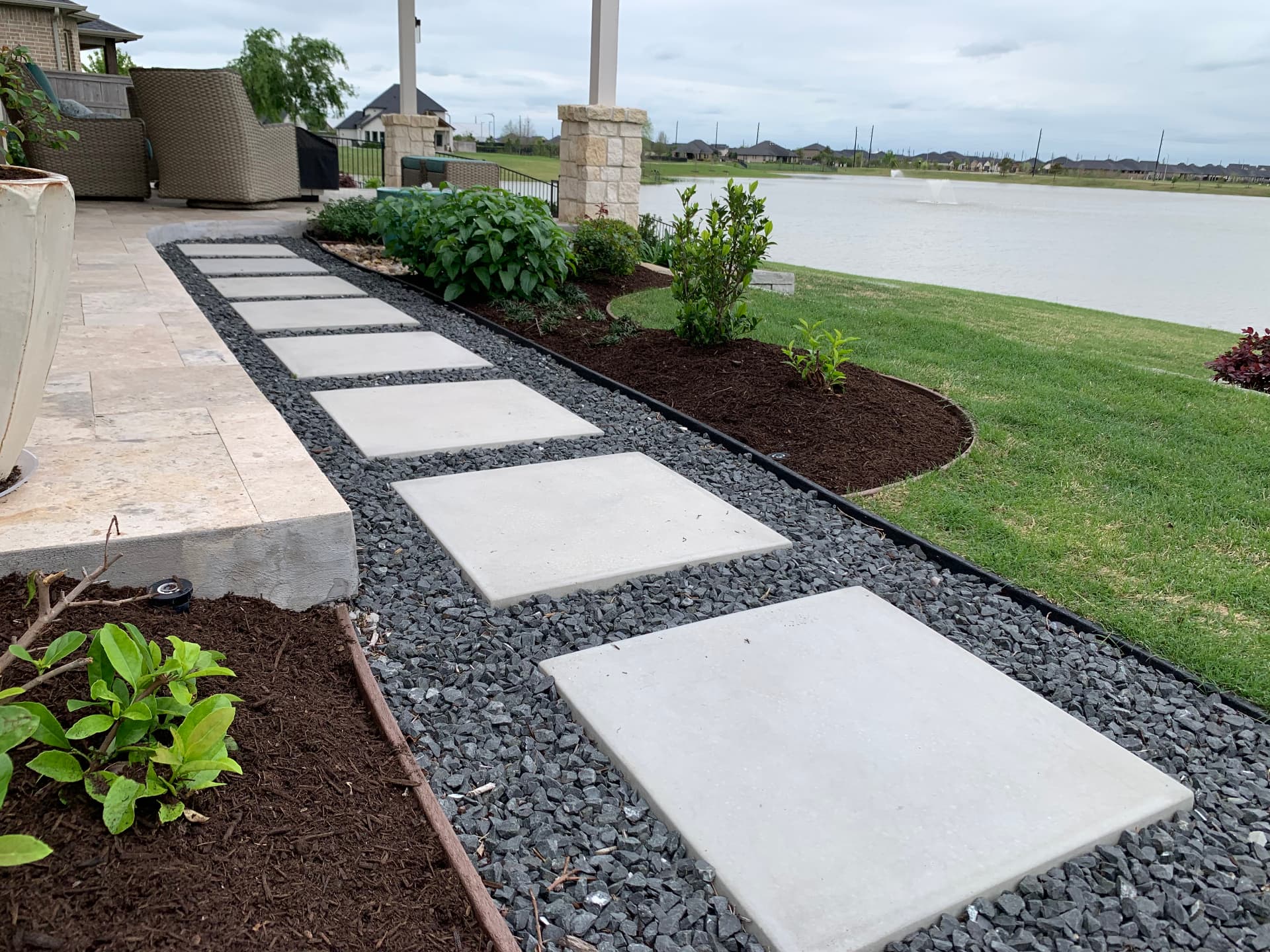 Landscape with pavers and plants