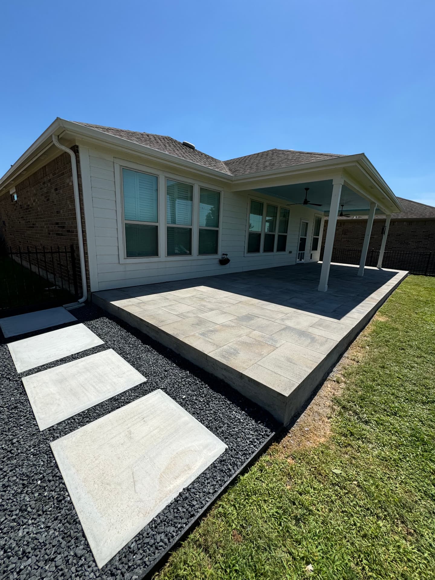 Paver Patios installation example 2 by Greystone Landscapes in Houston, TX